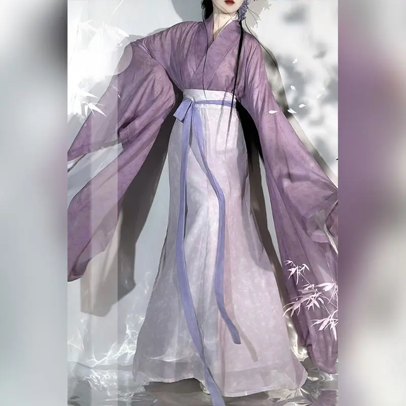 Hanfu Donna Taglie Forti Antico Cinese Tradizionale Hanfu Set Costume Cosplay Femminile Vestito da Festa Estate Danza Hanfu Abito Viola