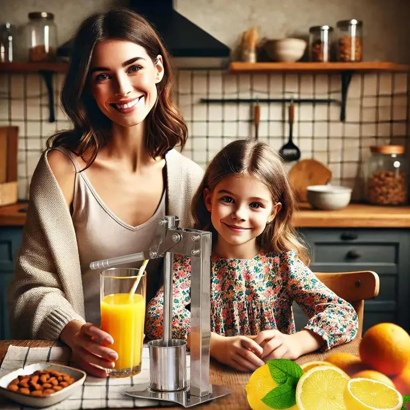 Spremiagrumi per limone e lime per carichi pesanti con manico in acciaio inossidabile, frantoio a clip arancione, spremiagrumi manuale per limonata e frutta ma