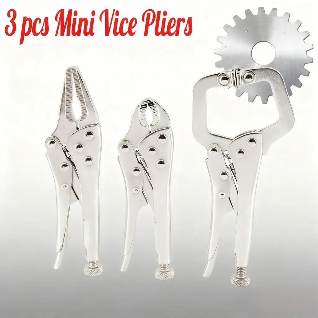 

Набор стопорных плоскогубцев, 3 тиски в упаковке, плоскогубцы с изогнутыми губками 4,5 дюйма, рукоятки игольчатых тисков, 5 C-образных зажимов для деревообработки дома