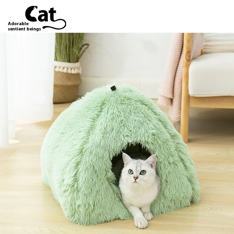 

Cat litter Plush litter Winter warm Closed cat bed Pet litter Deep sleep Cat house Kennel