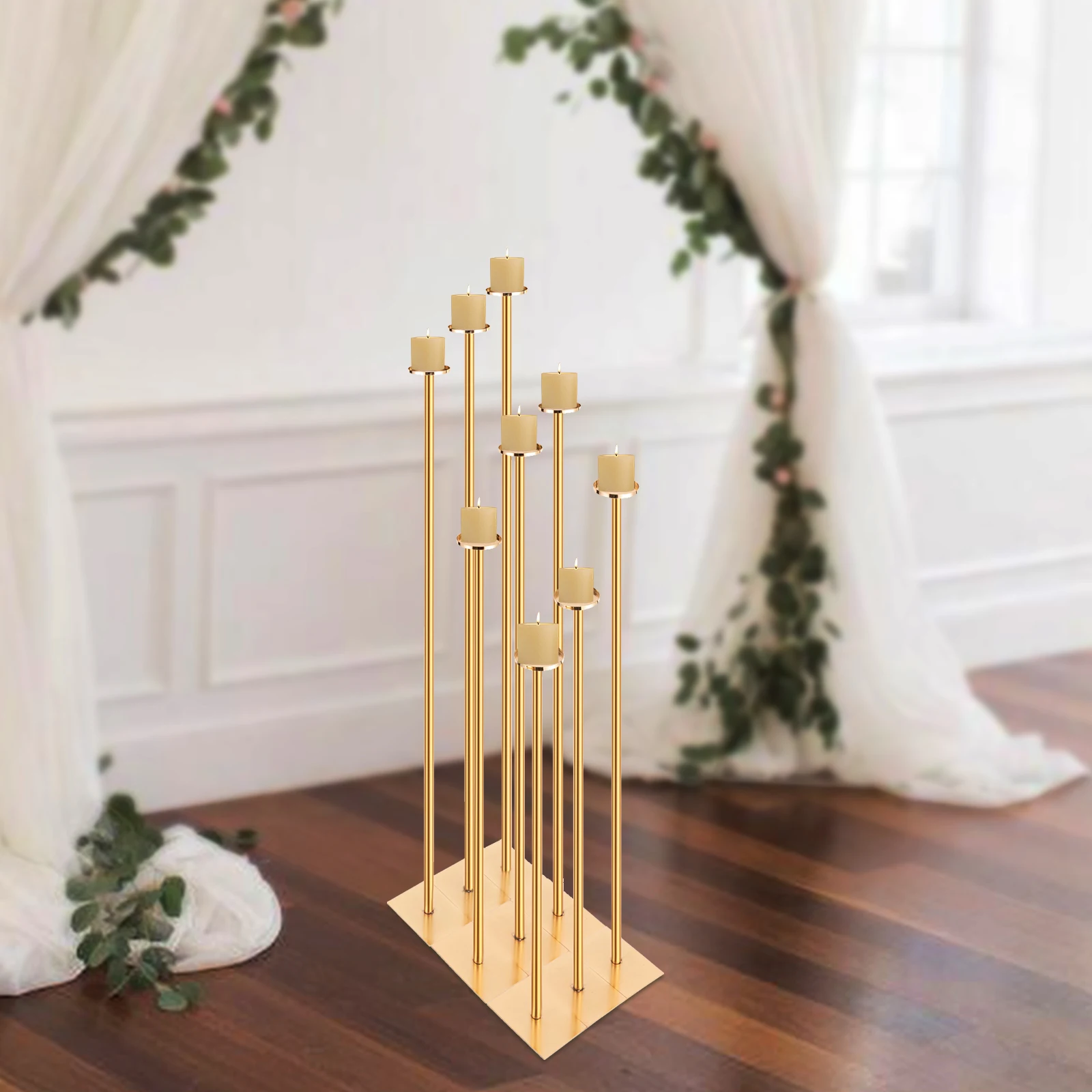 9Pcs Tall Candle Holders Centerpiece, Floor Candelabr Long Candle Holder For Wedding Party Festival Dining Home Decor