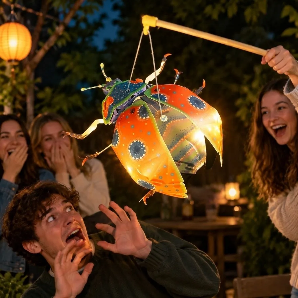 DIY Handmade Insect Paper Lantern Cicada Funny LED Lantern Material Kit Luminous Chinese Style Cockroach Handheld Lantern