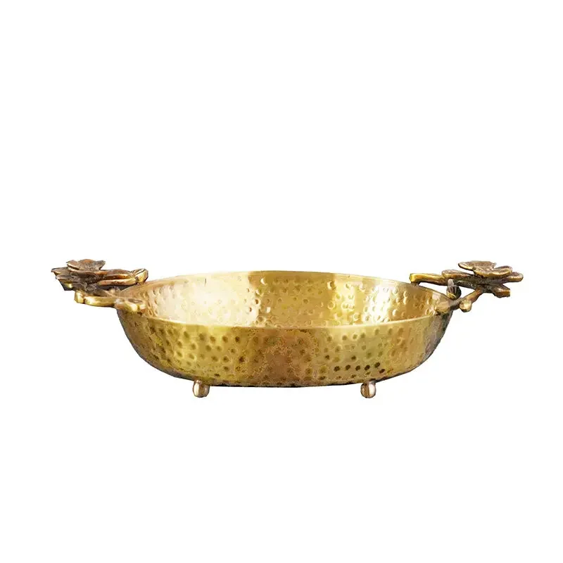 Limited Offer NEW Handmade Hammer Pattern Plum Blossom Retro Storage Decorative Fruit Plate Jewelry Plate Creative Light Luxu