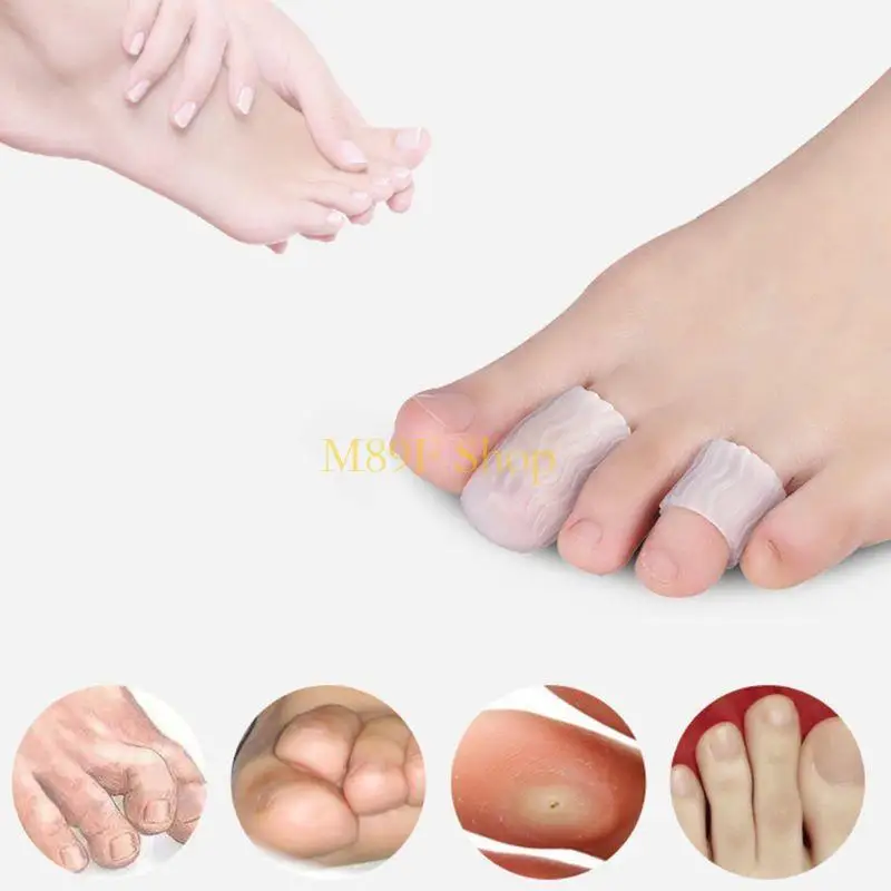 M89F 1 Pair Closed Gel Toe Cushion Tube Sleeve Corrugated Corn Pad Anti-Wear Elastic Protectors Cap for Toes Fingers Blisters