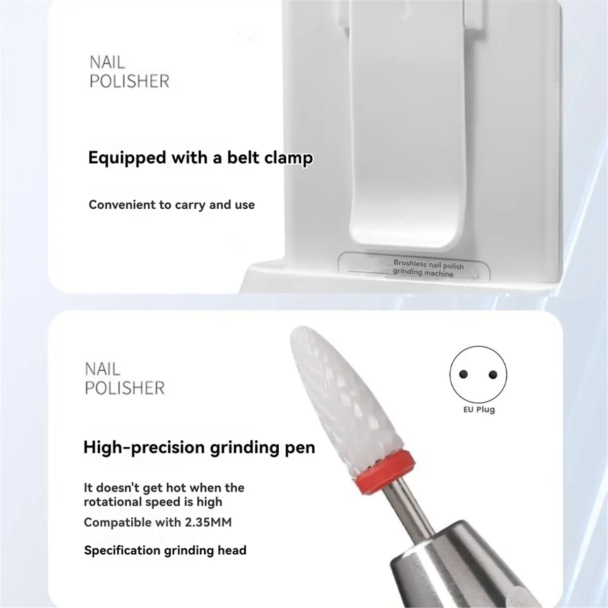 

A38F Nail Polisher Brushless Electric Polisher Nail Salon Polisher Portable Nail Filer Machine for Acrylic Gel Removal (EU)