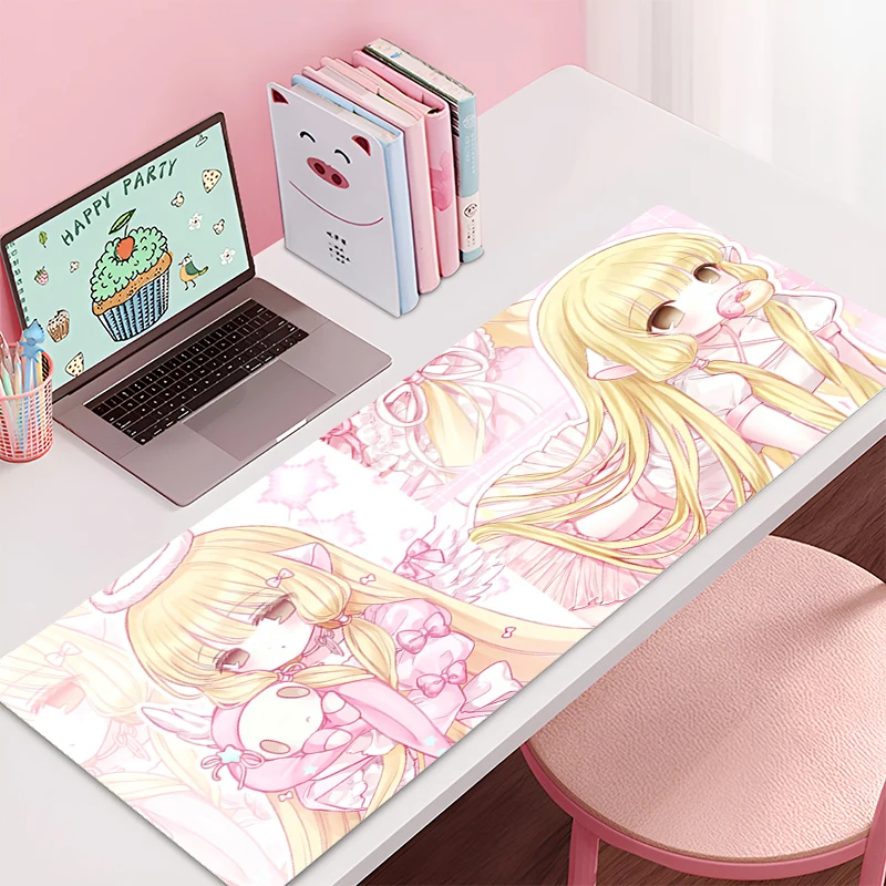 Mousepad Large C-chobits Chii Gaming Keyboard Gamer Non-Slip Mouse Pad on The Table Desk Mat coaster PC carpet Anime Mouse Mats