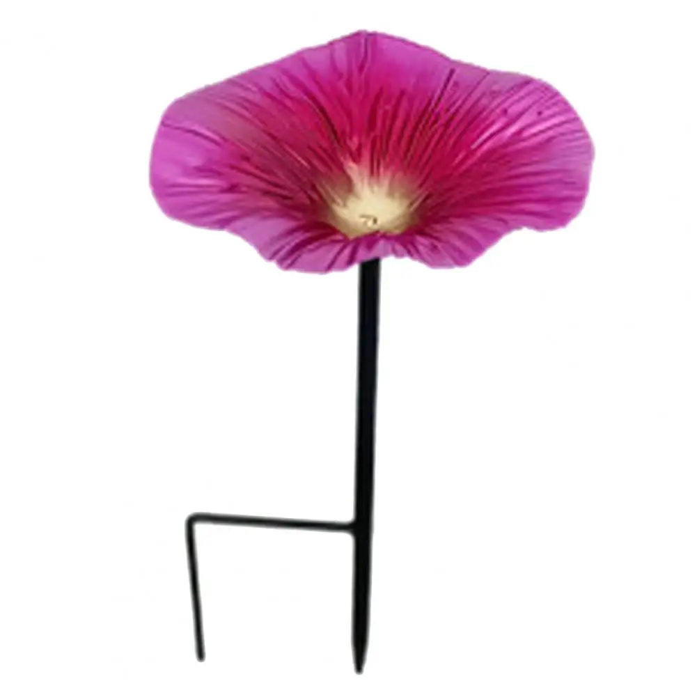 Metal Flower Bird Bath, Decorative Stake Garden Bird Bath Feeder, Outdoor Wild Bird Feeder with 2-Prong Base Garden Decor