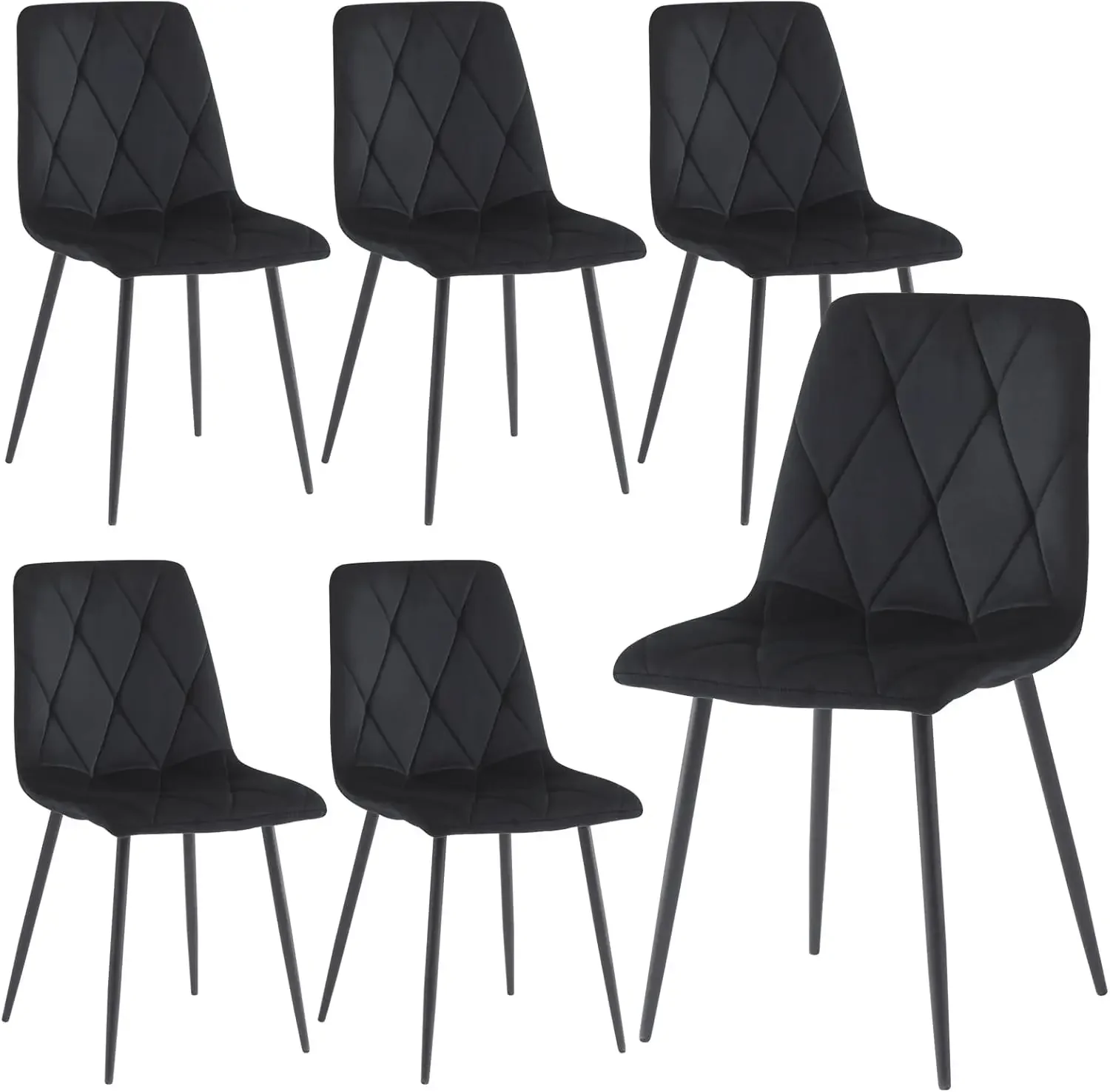 Hand Set of 6 Dining Chairs for Dining Room Living Room, Velvet Fabric Kitchen Chairs Set with Upholstered Seat Backrest