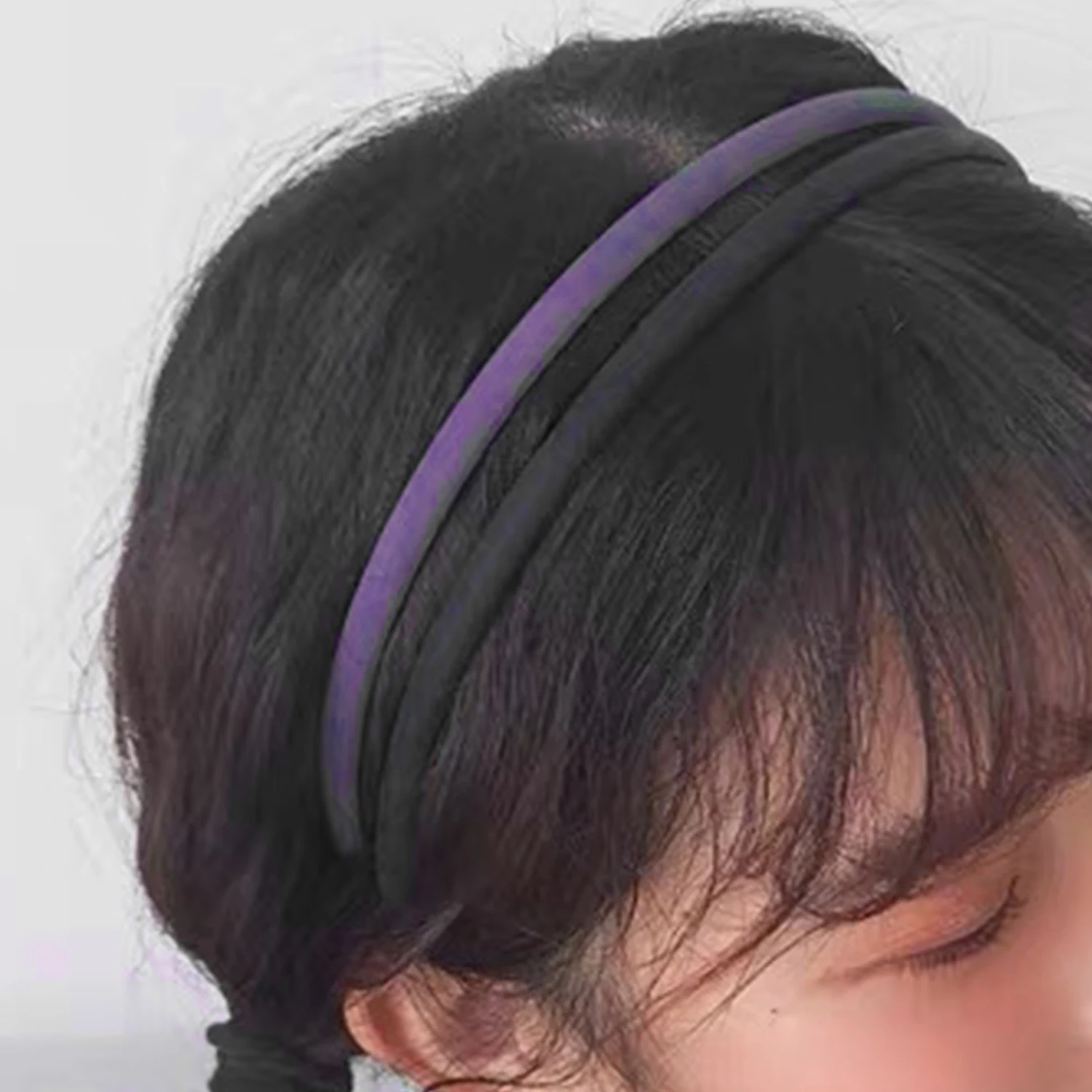 Fashion Hair Band Women Cloth Bezel Elegant Solid Color Thin Edge Metal Non-slip Hair Hoop Headbands Girls Hair Accessories