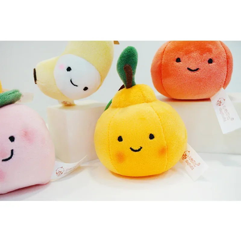 Fruits Plush Pendants Key Ring Key China Peach Orange Apple Banana Eggplant Ponkan Soft Plushies Peluches Children's Gift