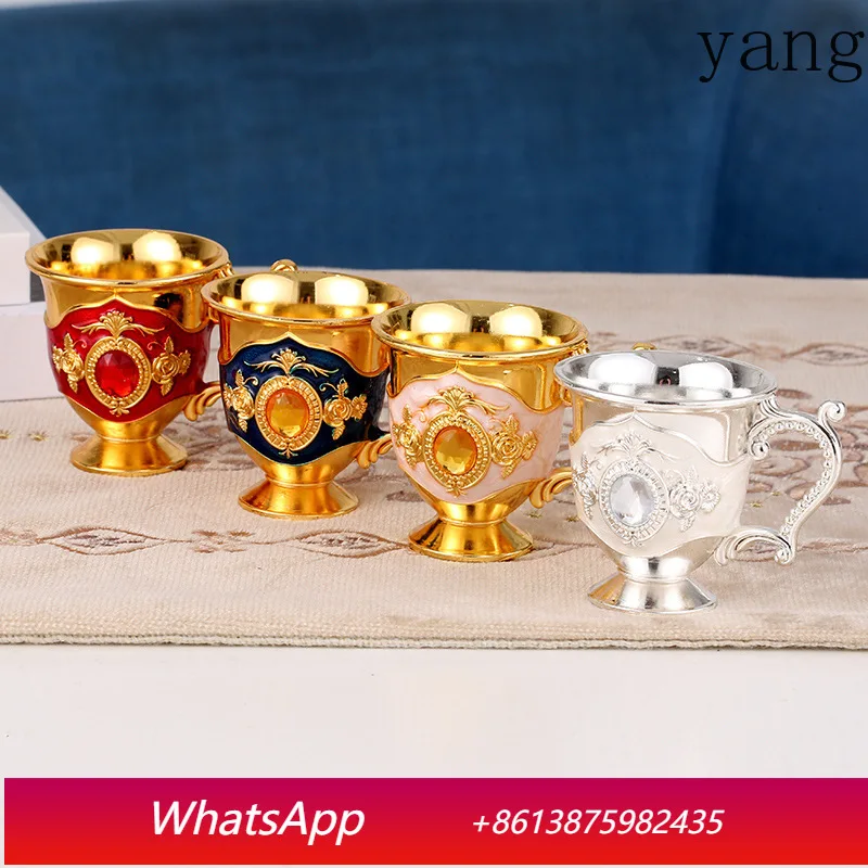 

YJQ 2pcs European style one or two wine glasses household metal sip liquor glasses wedding toast glasses are good looks