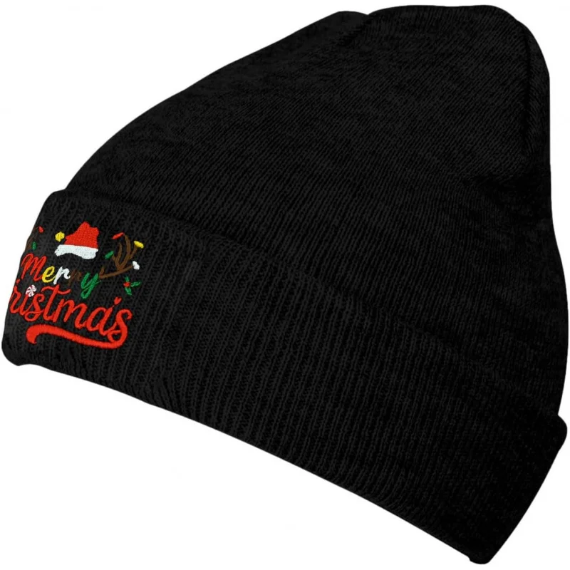 Fish Embroidered Beanie Hat Winter Warm Knit Cuffed Skull Cap Adjustable for Women Men