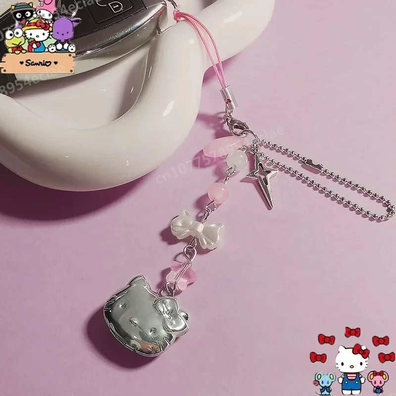 

Sanrio Hello Kitty Mobile Pendant Sweet Girl Heart Bow Series Love Mobile Phone Chain Cute Everything Bag Guka Chain Wholesale