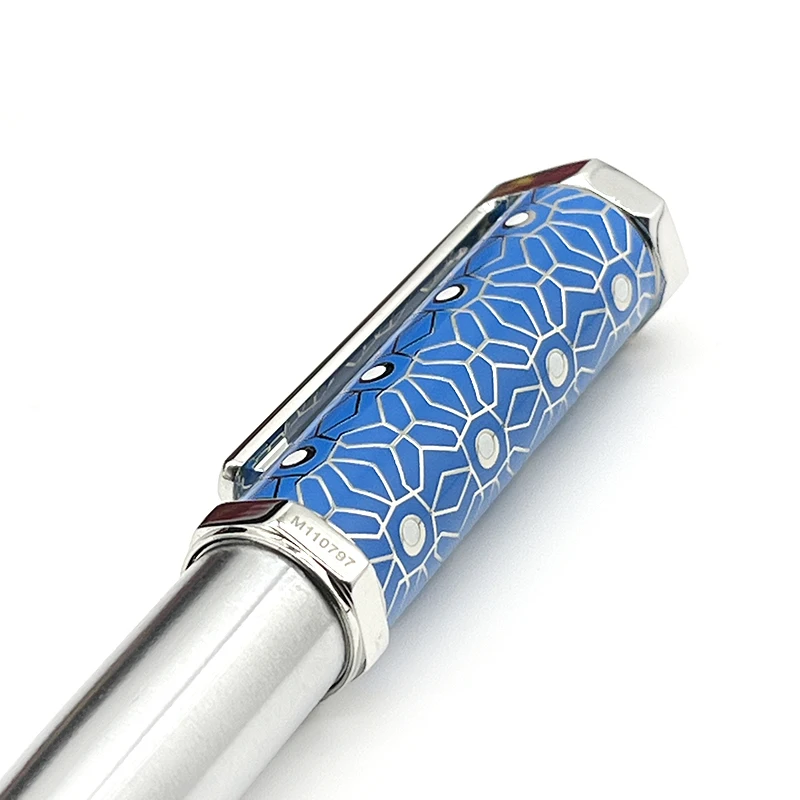 Imagem -05 - Yamalang-luxo ct Pen e Abotoaduras com Blue Barrel Snow Flower Pattern Metal Esferográfica com Número de Série