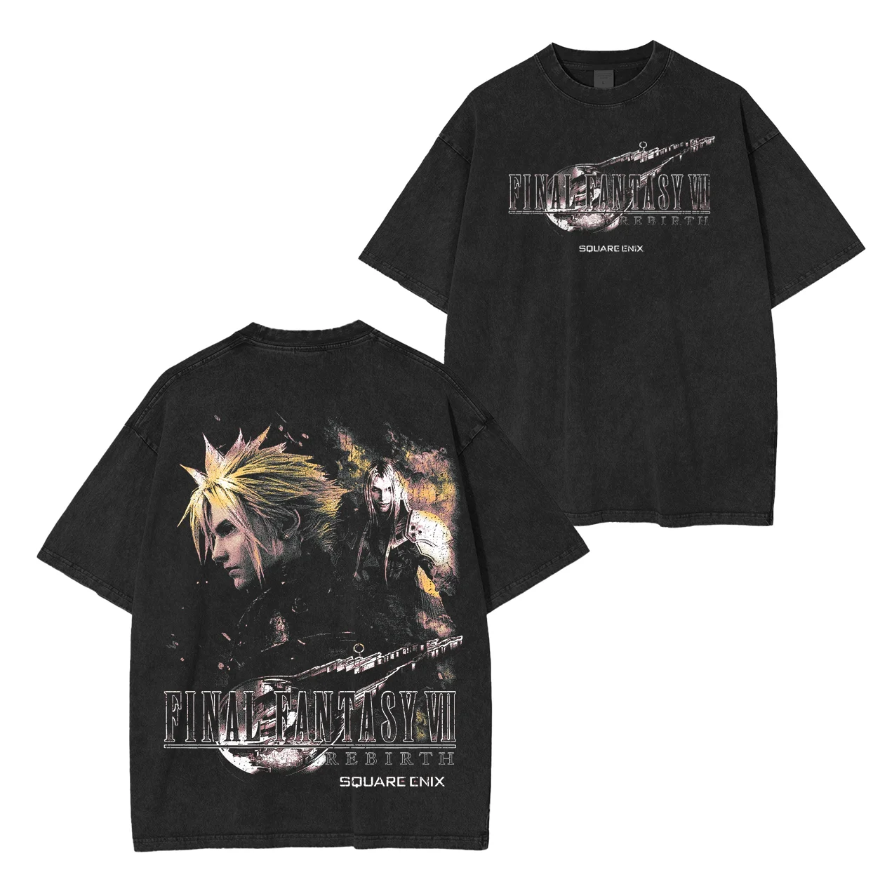 FINAL FANTASY Graphic Washed Oversized T-shirt Men Women Vintage Streetwear Casual T Shirt Harajuku Female Male Manga Clothing