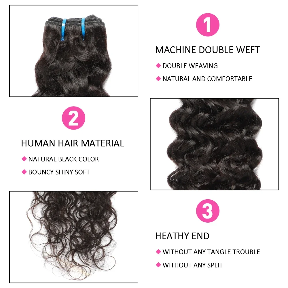 موجة عميقة الخام الشعر البرازيلي 3 4 حزم صفقة حزمة غريب مجعد 100% وصلات شعر بشري فضفاض موجة عميقة المياه للنساء السود