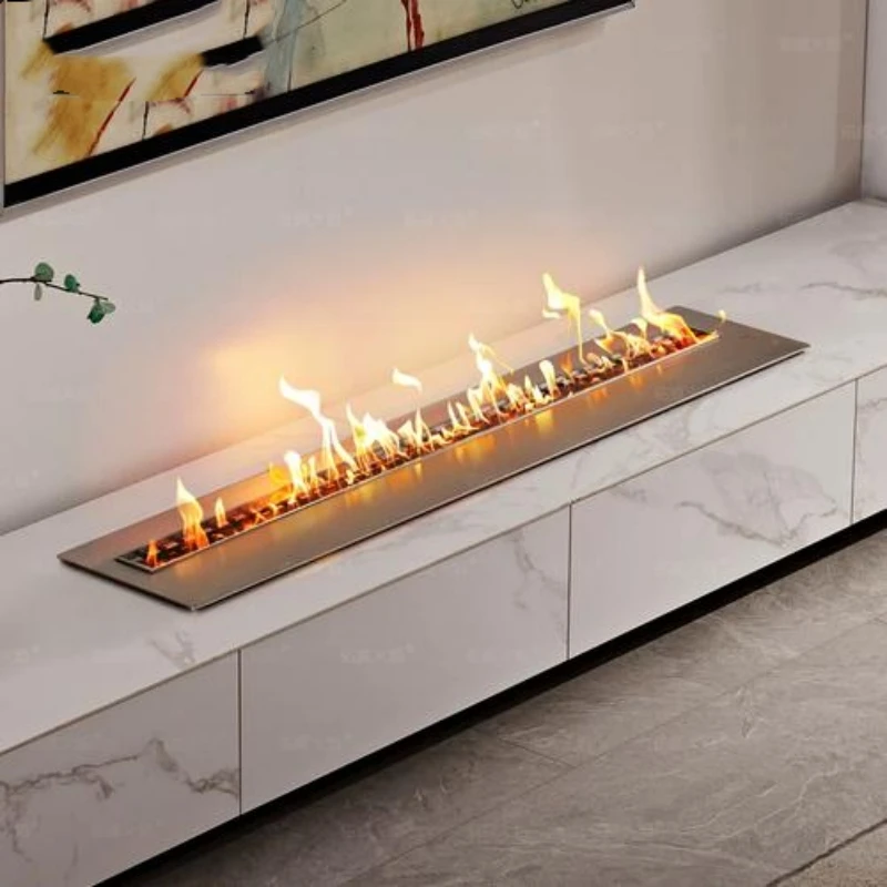 tuya wifi bio kamin  electric bioethanol burner rectangular automatic bio ethanol fireplace insert