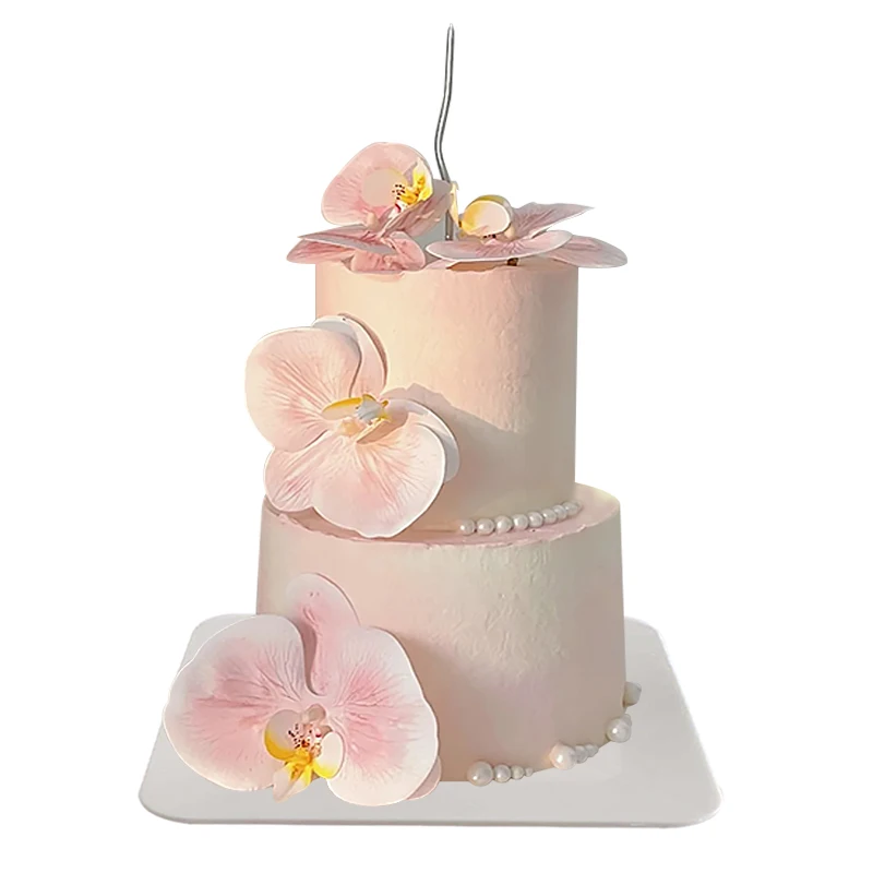 Double-layer simulated cake model, new Phalaenopsis flower Muse custom fake cake window sample photo props