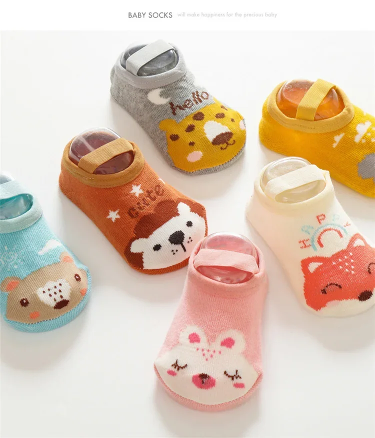 0-3Years Cartoon Kids Socks For Boys Girls Toddler Floor Sock Newborn Baby Girls Boys Socks Non Slip Cotton One Pairs