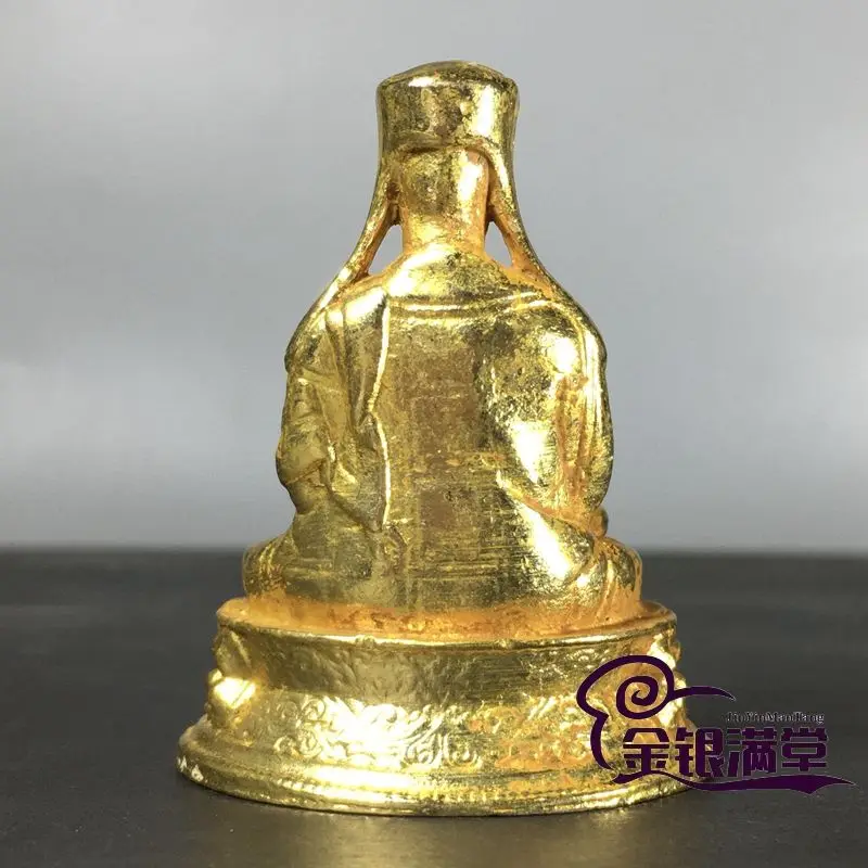 Gilt Tibetan sakya sect guru monk buddha Ornament Decoration Tea Pet Figurines Desk Decor Accessories