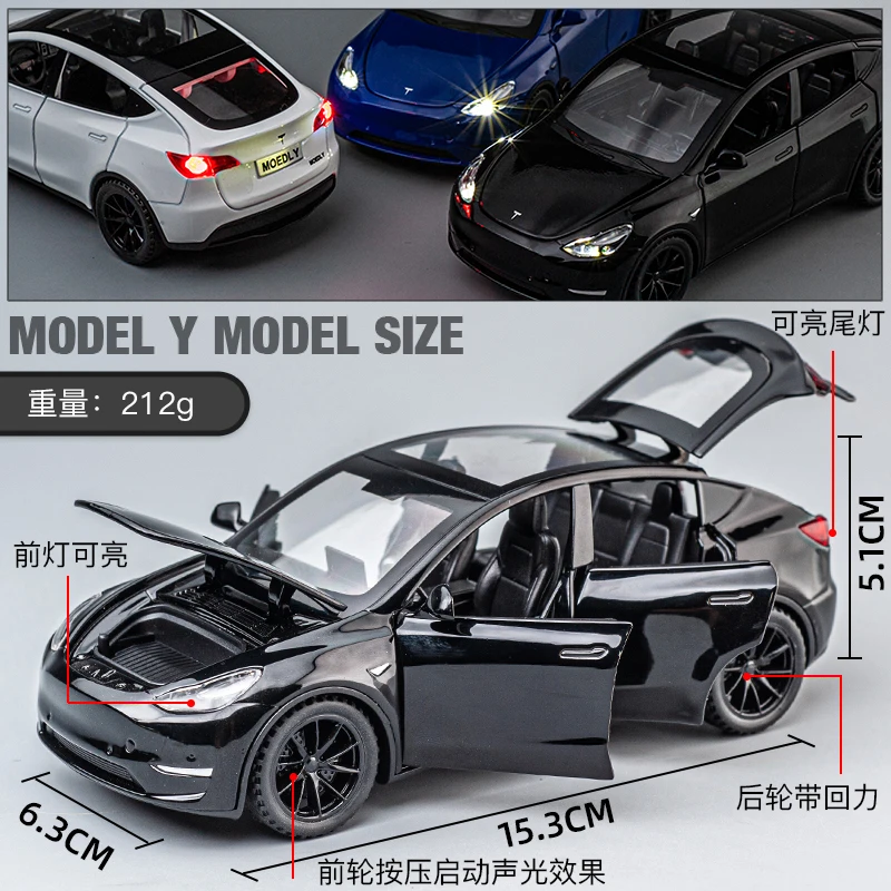 1:32 Model Y Car Toys Alloy Diecasts Metal Vehicles Car Model With Sound Light Vehicle Toys For Children Gifts Collection