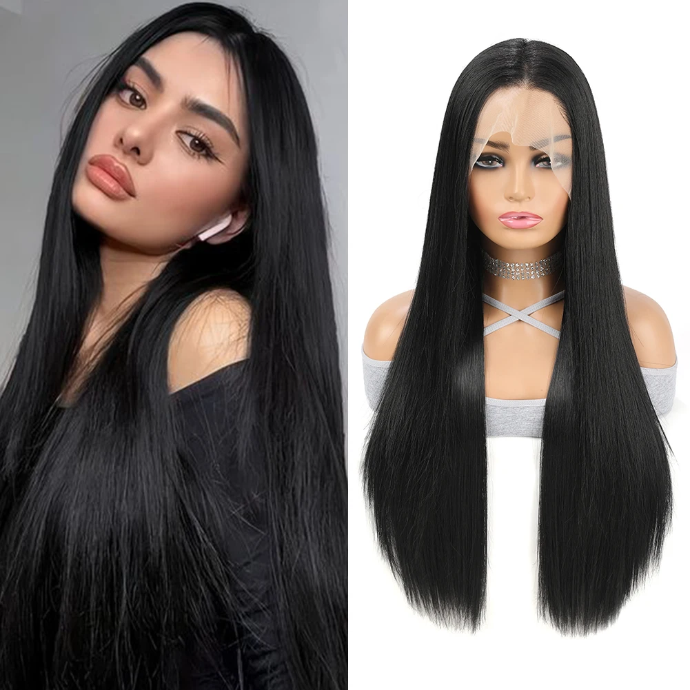 

Straight Hair 13X4 Lace Front Wig Colored Lace Front Wigs 13x4 Straight Lace Front Wigs Synthetic Frontal Wigs For Women