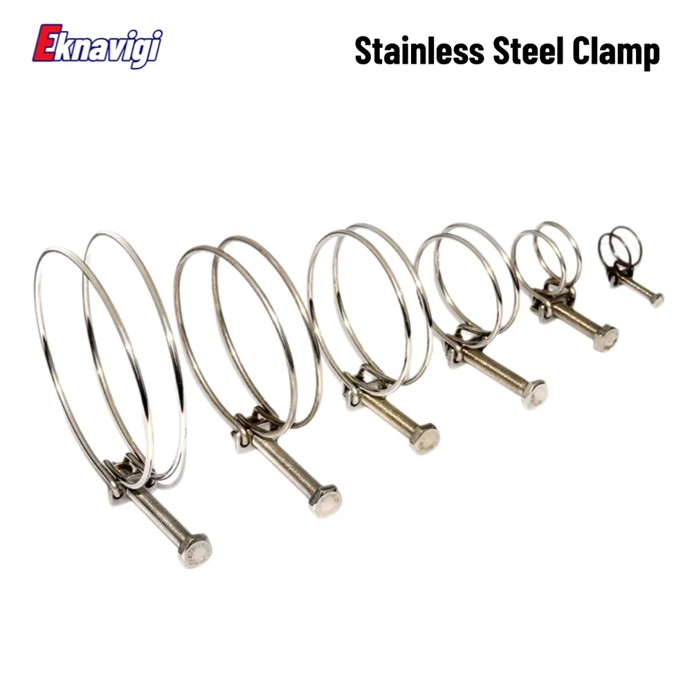 5PCS 201 Stainless Steel Double Steel Wire Hoop Hose Clamp Clamp Water Pipe Fastening Clamp image 3