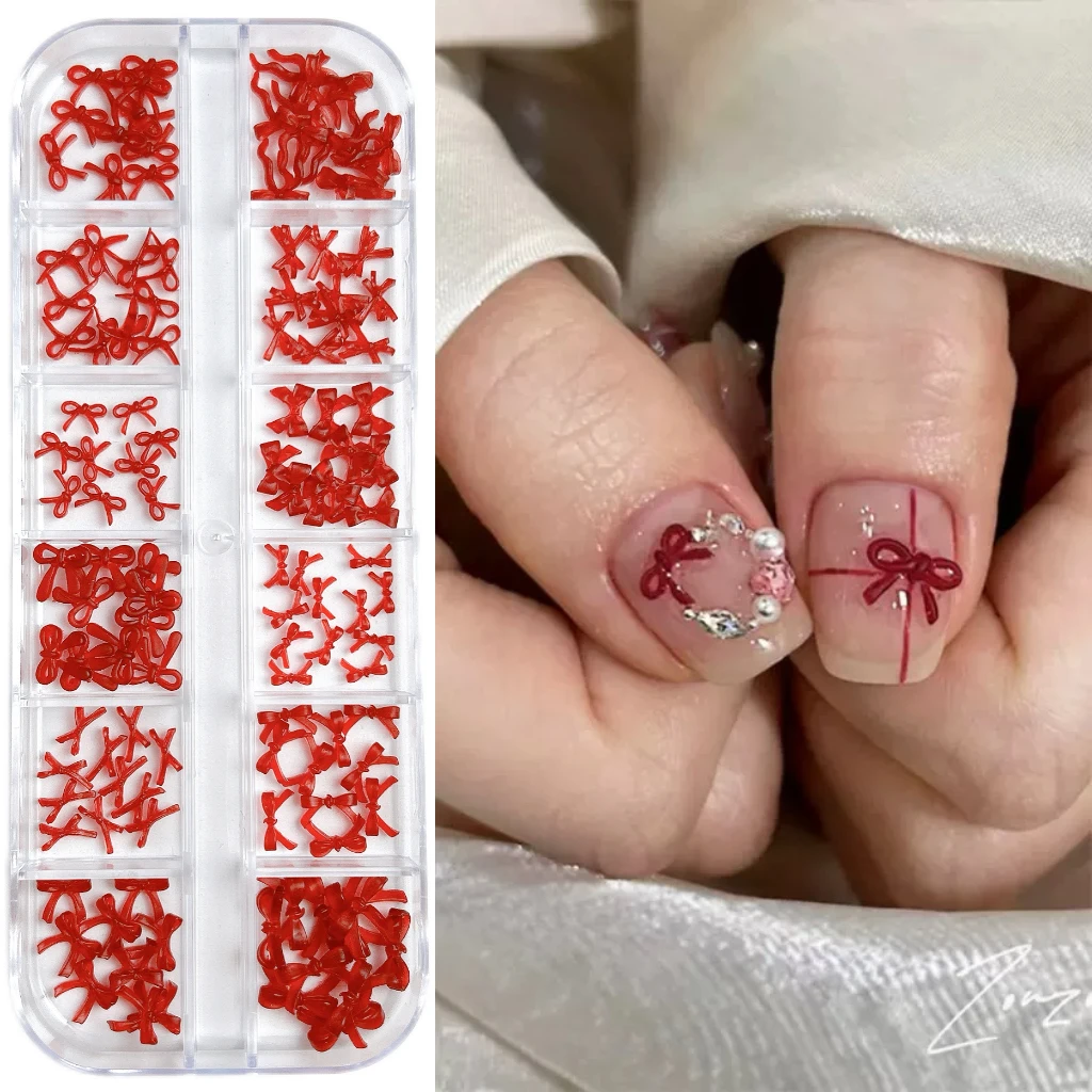 1박스 다양한 색상 미니멀리스트 리본 네일 참 반투명 젤리 리본 네일 아트 장식 DIY용