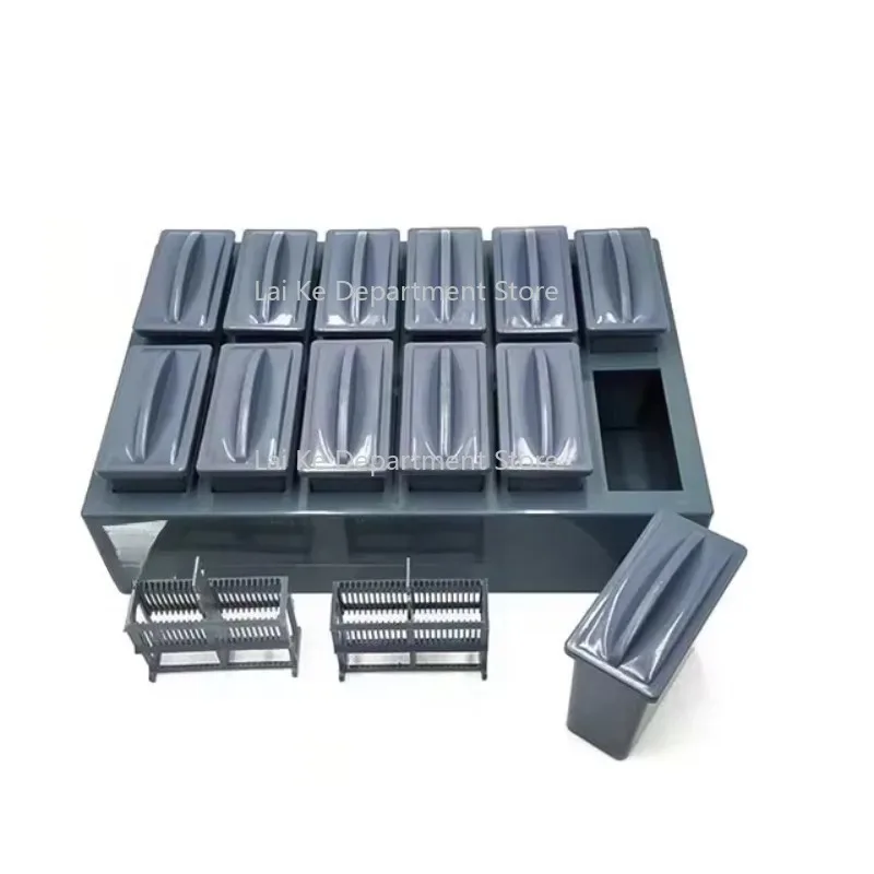 

24-Piece Lab Slide Staining Jar and Rack Combination Support