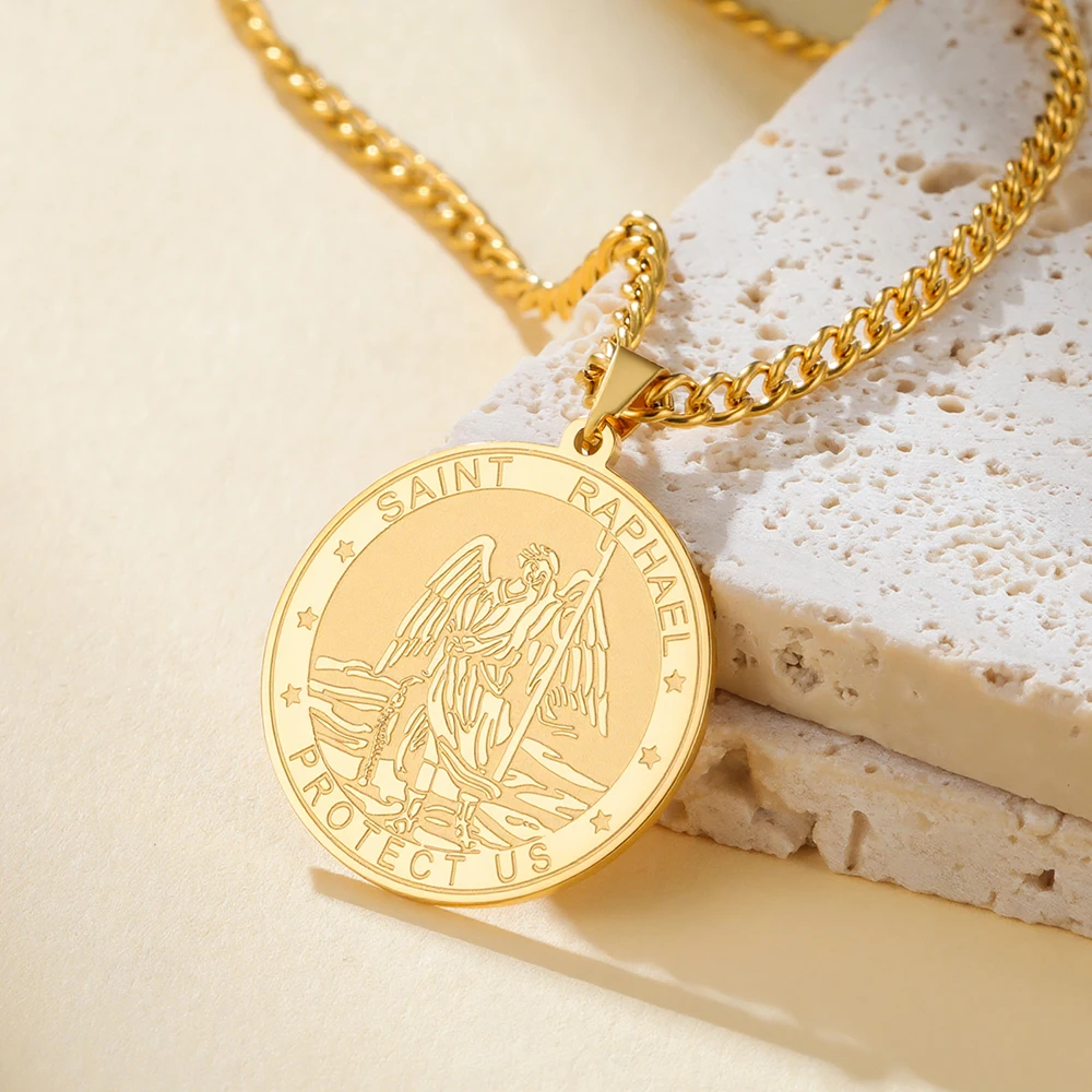 Dawapara Erzengel Raphael Gebetskette Heilung Wächter Anhänger Schutzpatron Katholischer Schmuck Edelstahl – Detail 11