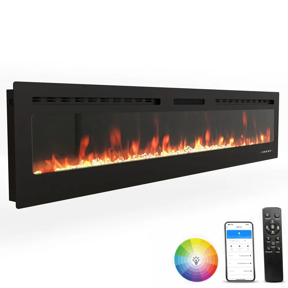 

Smart Electric Fireplace 80 Inch Electric Fireplace Inserts, Wall Mount or inWall Recessed Fireplace Heater, Electric Fire Plac