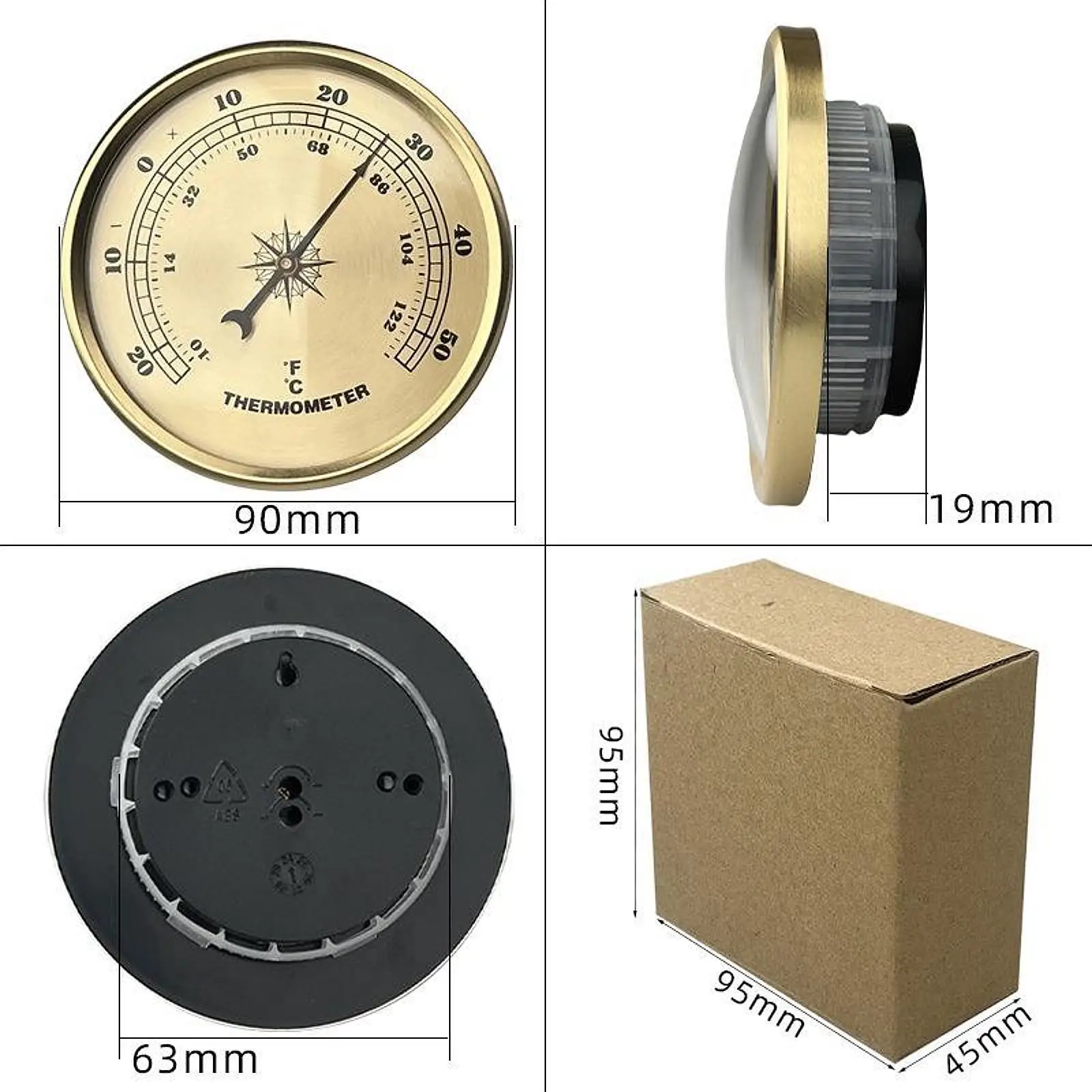 Decorative Thermometer Indoor Outdoor Gauge Large Numbers Analog Room Wall Temperature Meter for Home Garden Garage