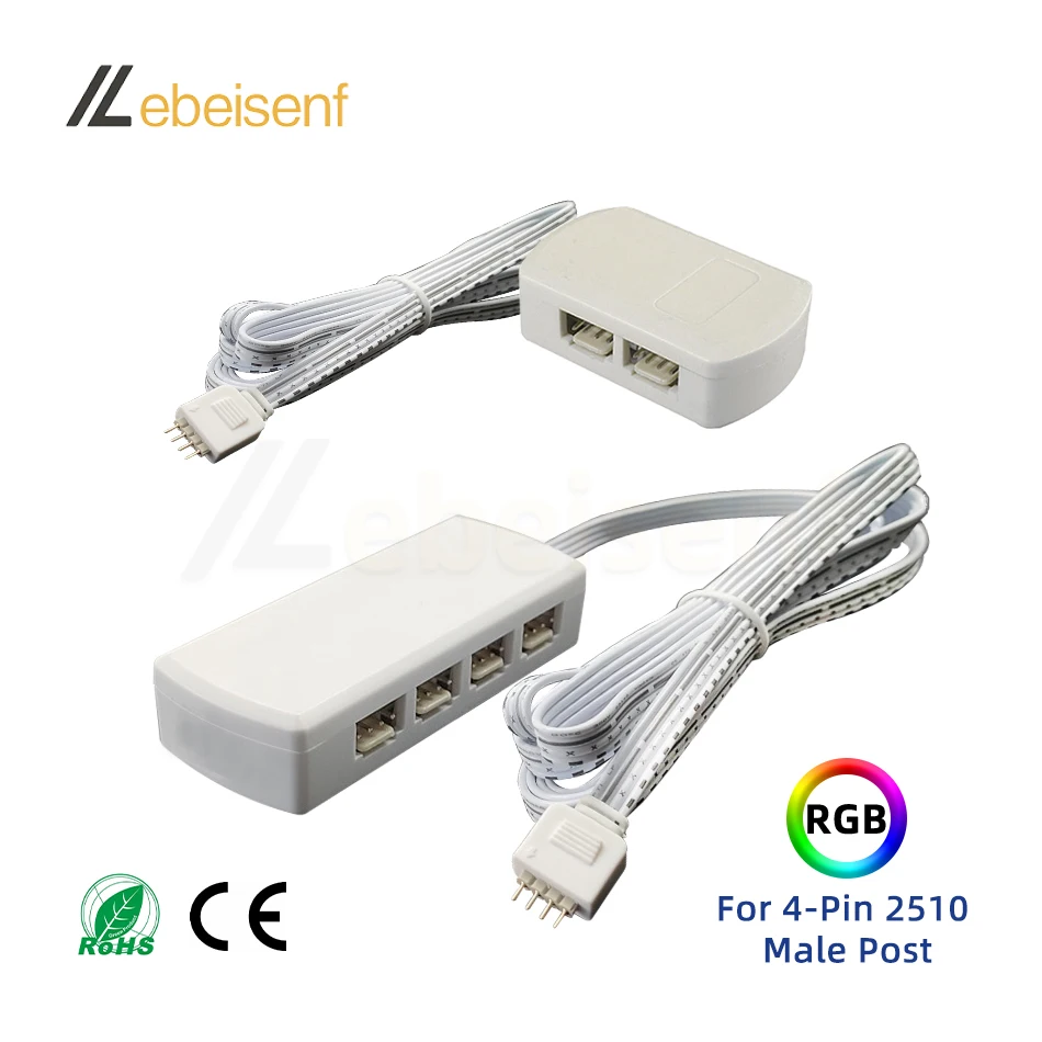 Kitchen Cabinets 4-Pin to 2510 Ports 4/8 Multi Way Splitter Junction Box Connector for DC 5-24V RGB Color LED Lighting Fixtures