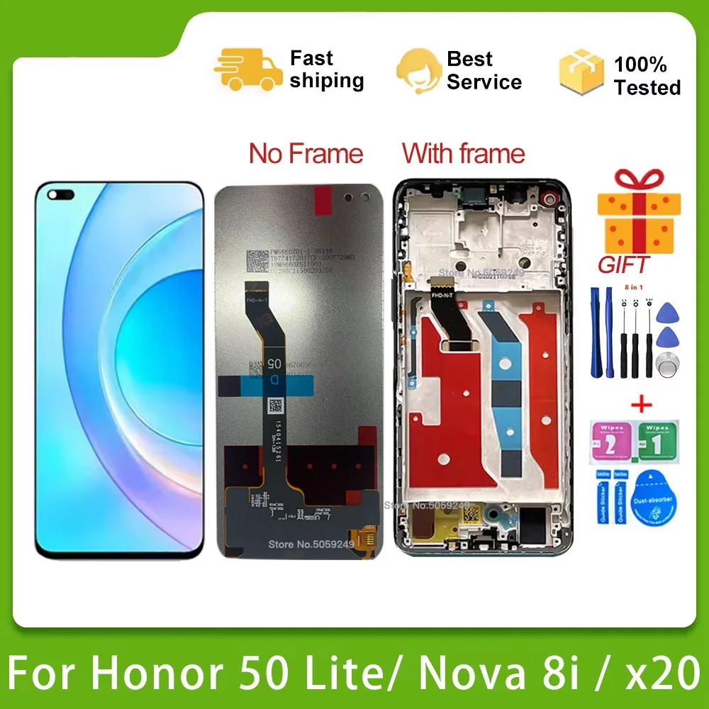 

ЖК-дисплей 6,67 дюйма для huawei Nova 8i, сенсорный экран с рамкой и дигитайзером в сборе для Huawei Honor X20, 50 Lite, NTN-L22L
