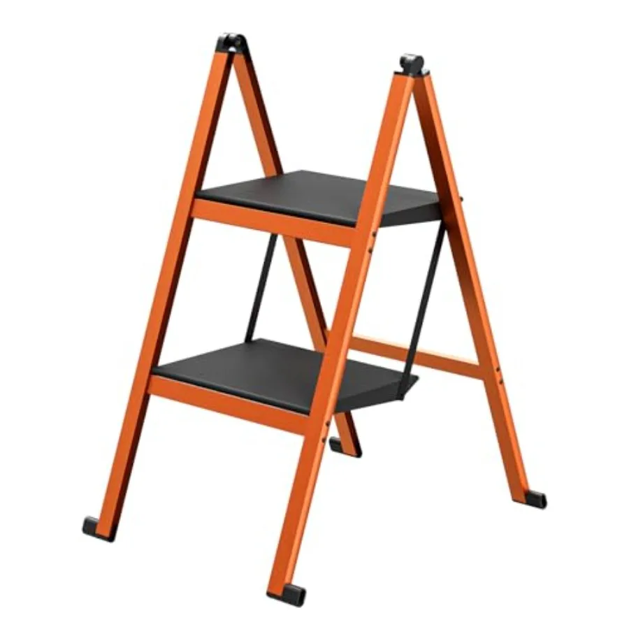 

2 Step LadderAluminum Ultra Thin Folding Step Stool 400 Lbs Capacity Heavy Duty with Anti-Slip Sturdy and Wide Tread Closet Sli