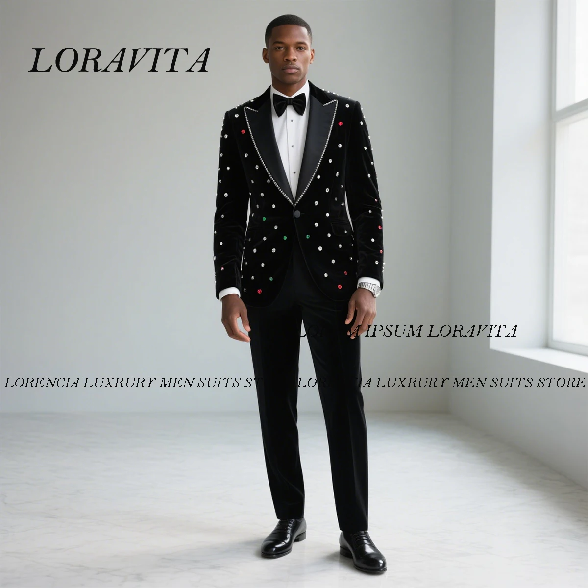 

Customized Eelgant Velvet Men Suit Wedding Tuxedos High End Diamond Slim Fit 2 Piece Set Ornament Groom Male Blazers Ropa hombre