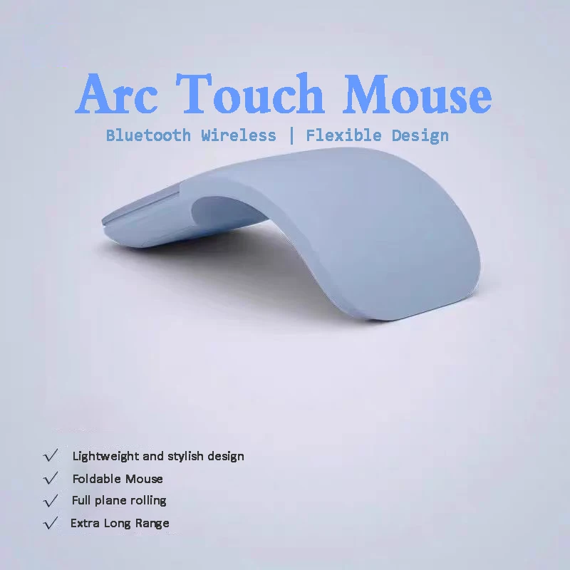 Bluetooth 4.0 Wireless Mouse 1600 DPI Foldable Arc Touch Mause Folding Ultra-thin Mute Mice for Surfacebook Laptop Office Use