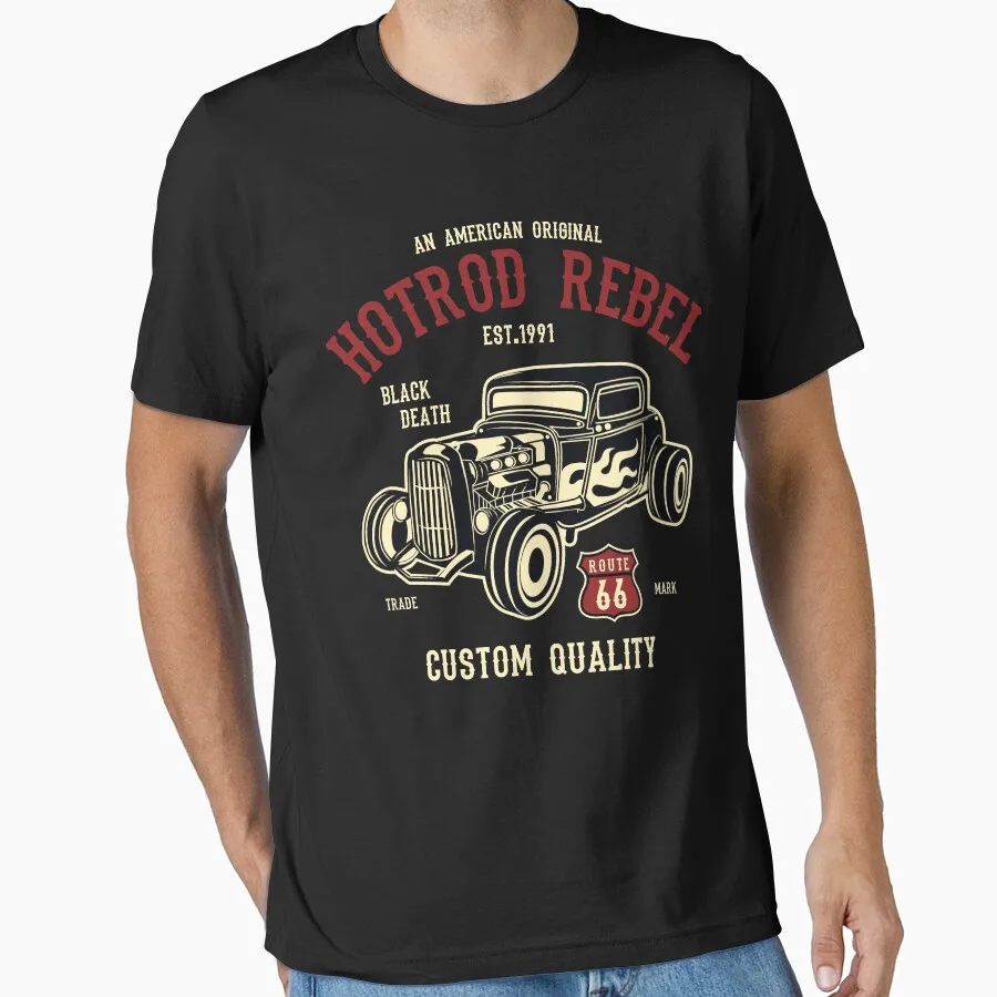 

Hot Rod Rebel Route 66 US Mother Road travel Gift t shirt main street of america Highway Graphic clothes All size Tops