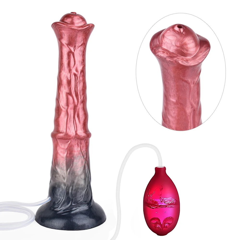 NSFU Ejaculating Horse Dildo Huge Cock Monster Fake Penis Squirting Anal Plug Anal Dildo Flirting Sex Toy for Women Men Pleasure