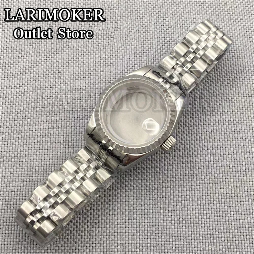 LARIMOKER 26mm silver gold watch case sapphire glass silver black green dial fit NH05 NH06 movement Ms. watch case