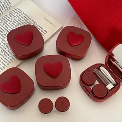 Women Girl Contact Lens Cases Minimalist Three-dimensional Love Contact Lens Case Girl Portable Beauty Pupil Box Companion Box