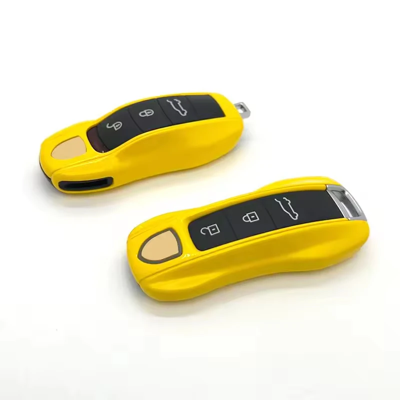 

Car Key Case Racing Yellow for Porsche 718 918 Macan Cayenne Cayman Panamera Boxster Taycan Fob Replacement Case 3pcs/Set