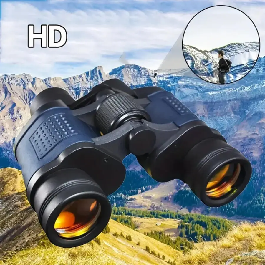 60x60 Portable Binoculars Long Range Sight Image Stabilization Waterproof Anti-Slip Design Telescope for Hunting Stargazing