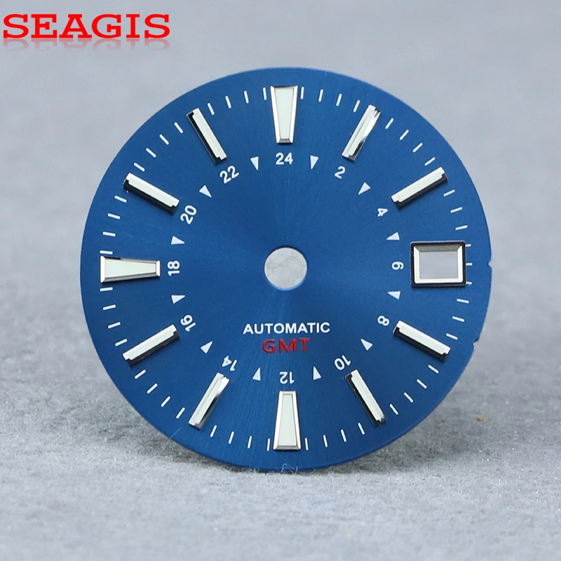 

28.5mm High quality Sunburst GS MOD GMT dial for NH34 MOVEMENT BGW9 lume No Logo
