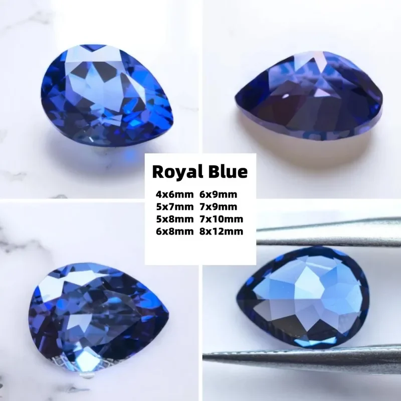 

A-Lab Grown Sapphire Gemstone Pear Shape DIY Charms Jewelry Earring Rings Making Main Materials Selectable AGL Certificate