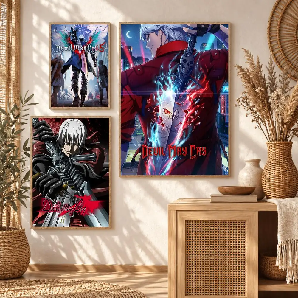 Gothic Demon Anime D-Devil May Cry Poster Premium Modern Waterproof Wall Art Pictures for Bedroom Living Room Bar Decor