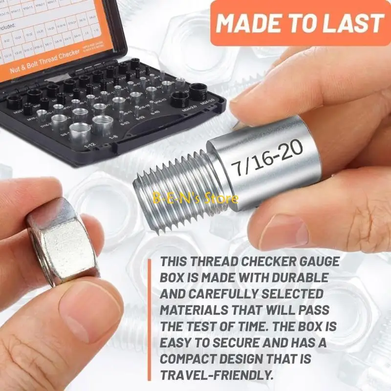 

Y1AD Inch & Metric Bolt Nut Screw Thread Checker Male/Female Gauges Lightweight Tool