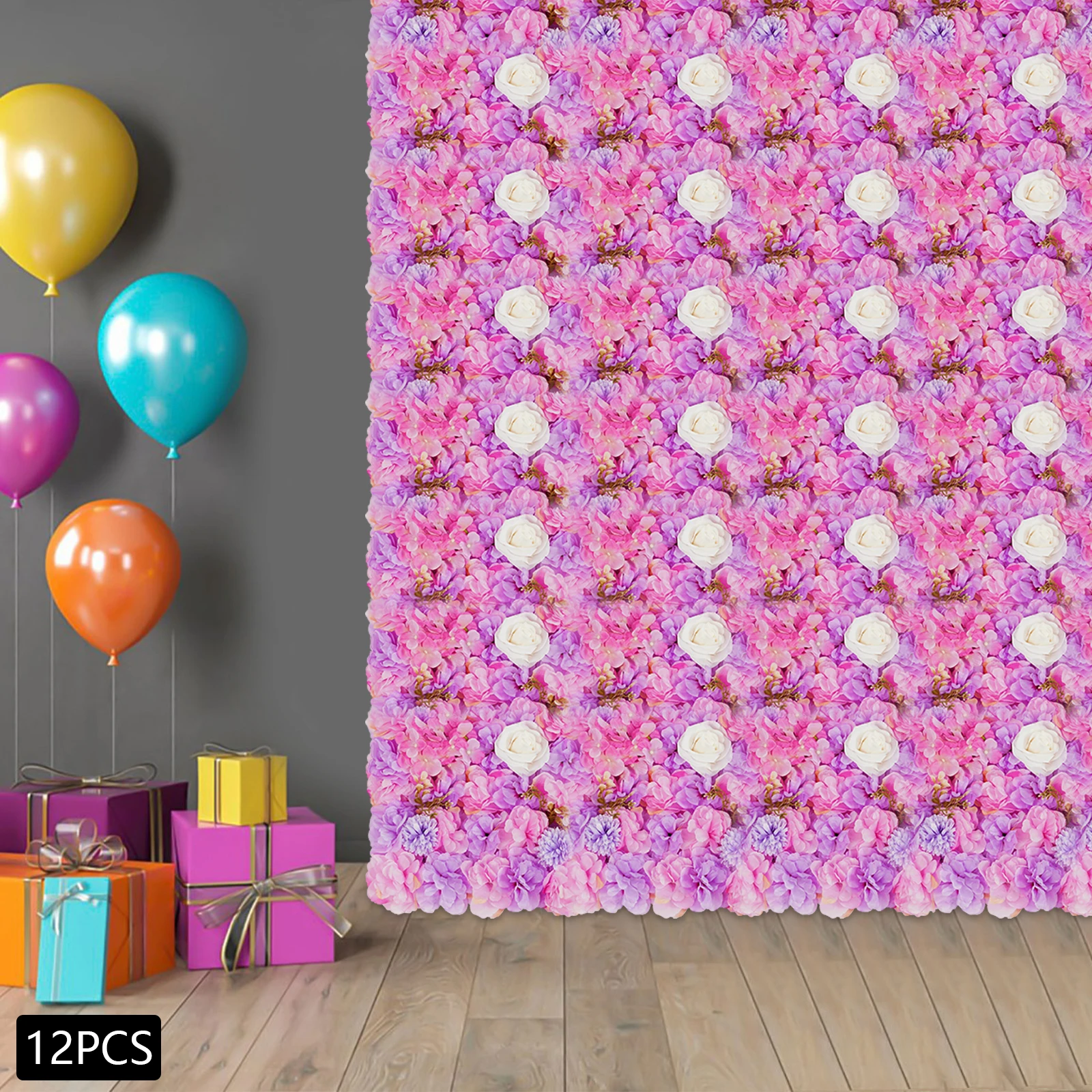 

3D Flower Wall Panel-12pcs Artificial Flower Wall Background Silk Rose Mat for Wedding Backdrop Wall Decor Shop Photo Backdrop