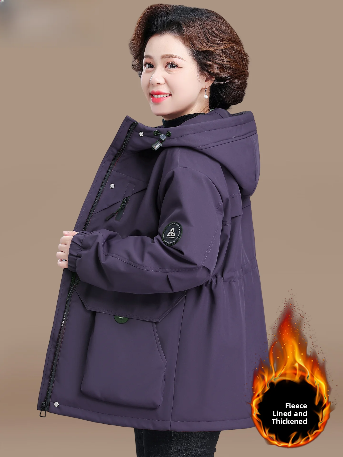 

Утепленная зимняя куртка для женщин среднего возраста: теплая хлопковая парка на молнии с капюшоном, средней длины, модная верхняя одежда