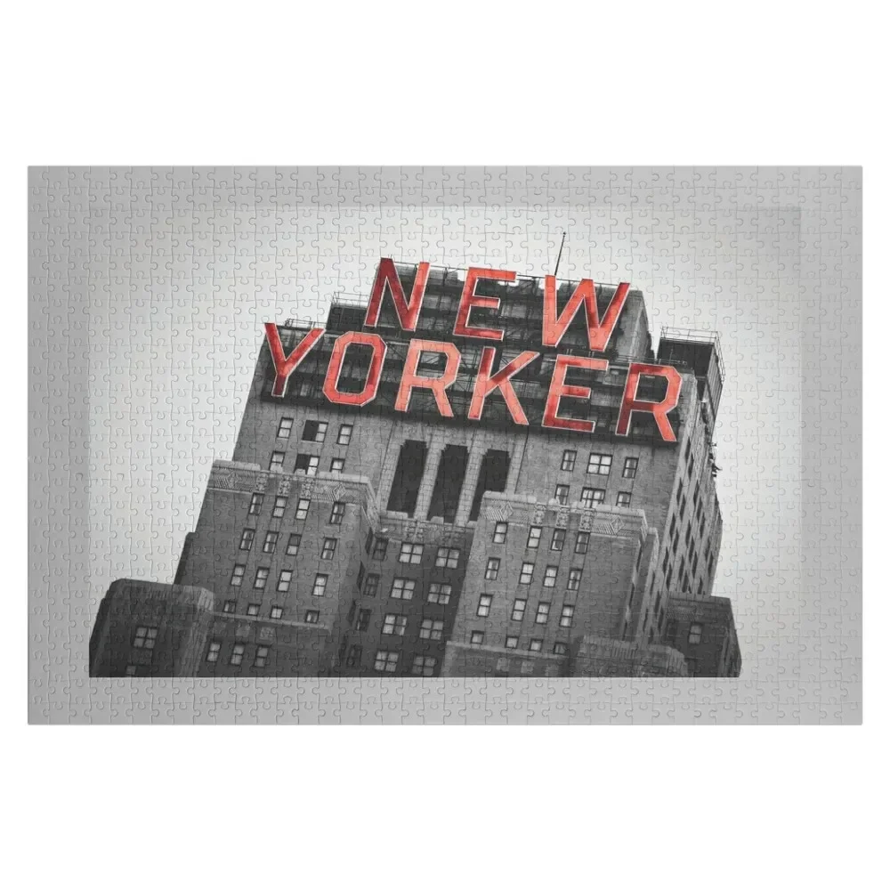 

New Yorker Hotel, Red Highlights Jigsaw Puzzle Wood Photo Personalized Scale Motors Puzzle